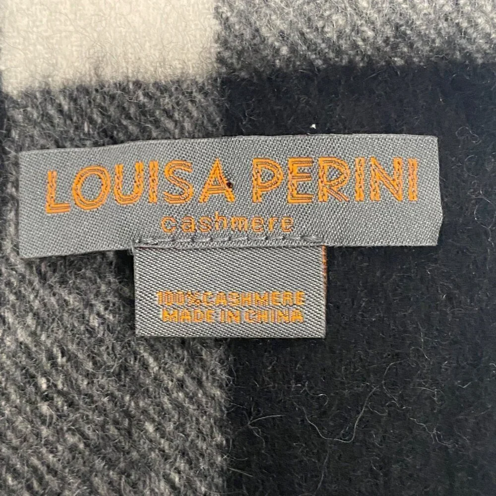Louisa Perini cashmere fringed scarf plaid unisex